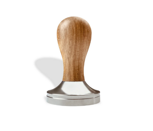 58.4mm Wooden Handle Tamper - Stainless Steel base